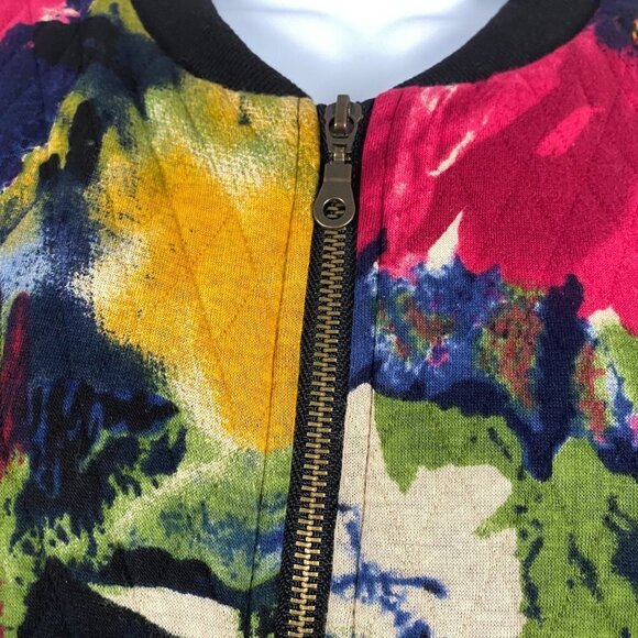 Soft Surroundings Floribella Bomber Jacket Large Quilted Floral Zip‎ CJ-1223 - Picture 4 of 9